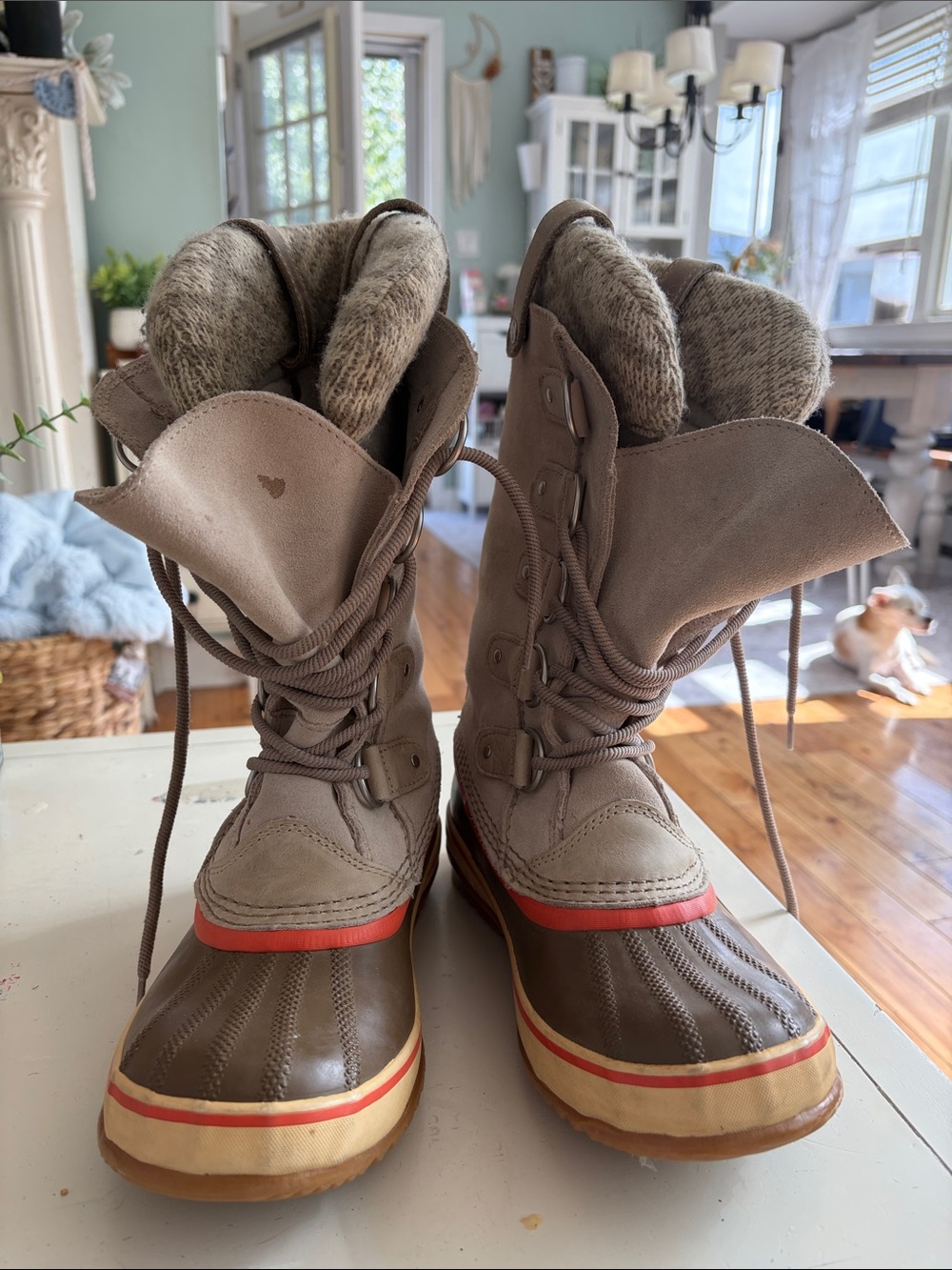 Sorel Women's Brown, Tan & Red Winter Rain Boots